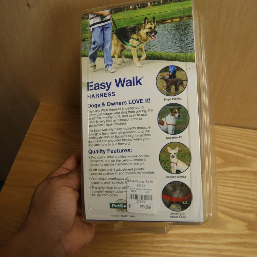 PetSafe Easy Walk Dog Harness No Pull Black Silver Large EWH-HC-L-BLK